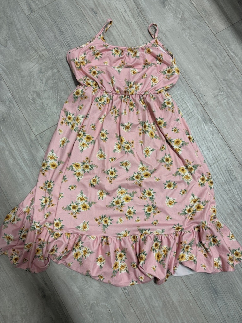 Social Academy Girls Pink Floral Ruffle Strap Sundress
